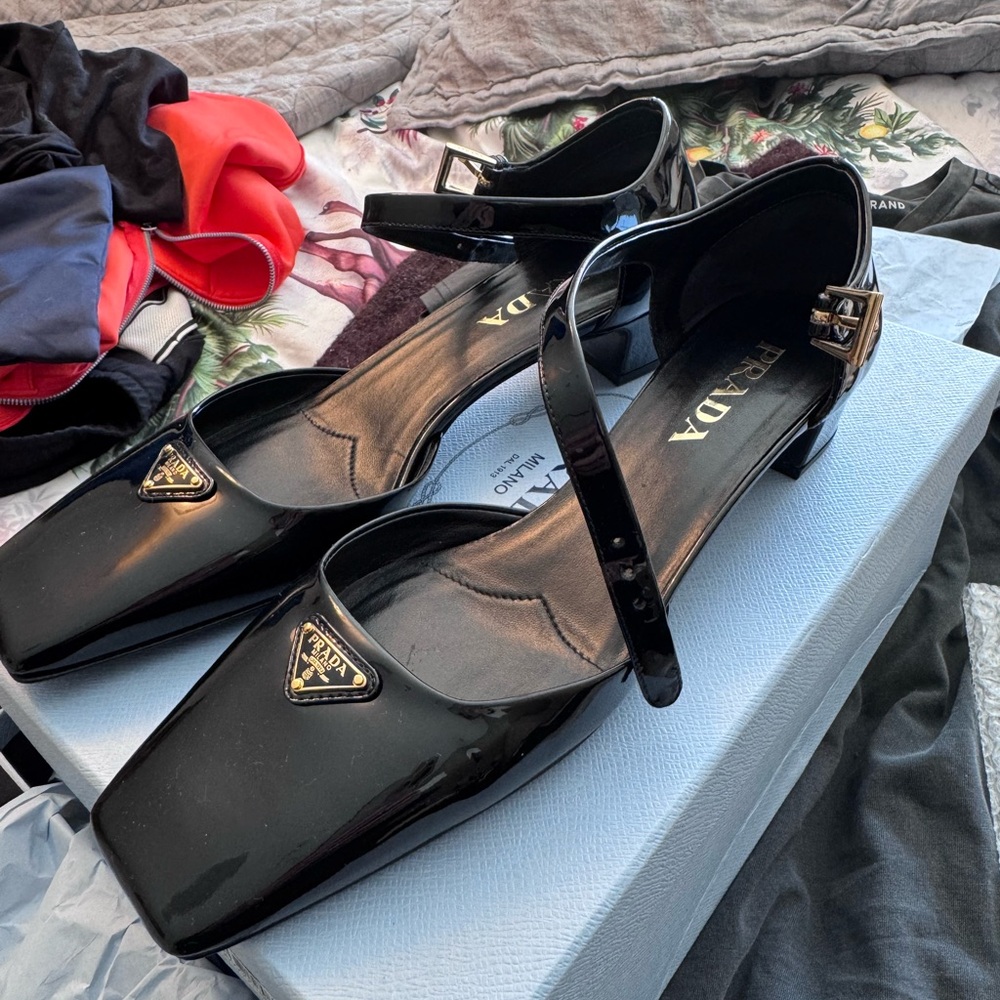 Prada Women's Glossy Black Heels